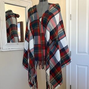 Plaid Wrap by J. Crew NWT Poncho 30”x72” one size